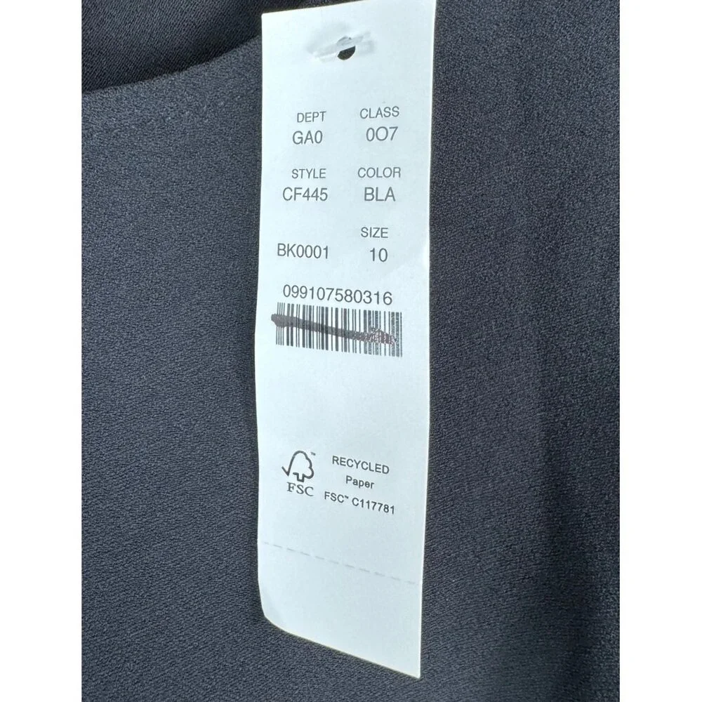 J.Crew Shirred-waist top in‎ viscose crepe black sz 10 preppy